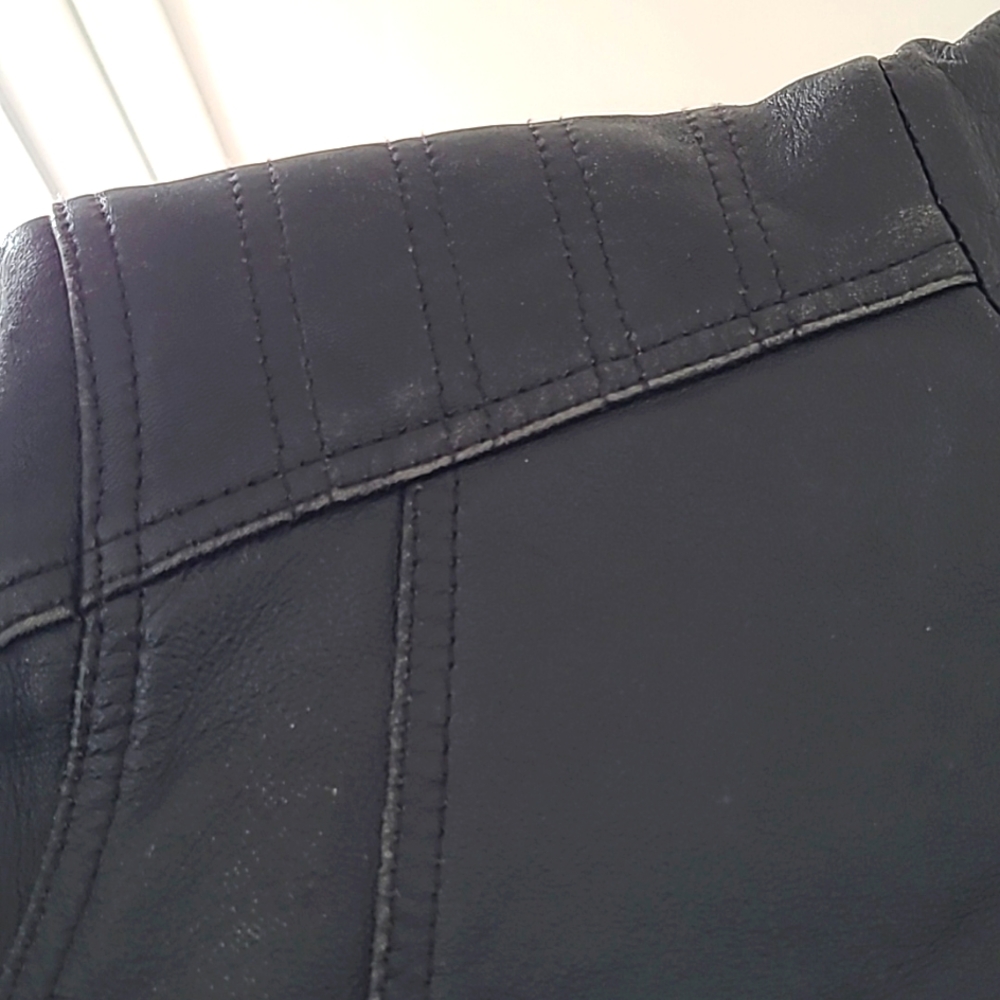 100% Genuine Leather Moto Biker Jacket Black Large - Picture 13 of 15